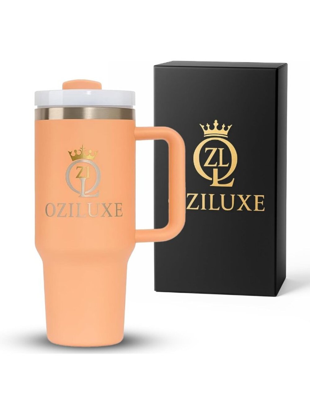 Insulated 40oz Tumbler with Handle & Straw - BPA Free, Leak Proof Travel Mug